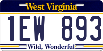 WV license plate 1EW893