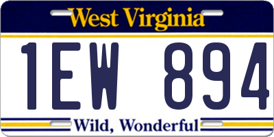 WV license plate 1EW894