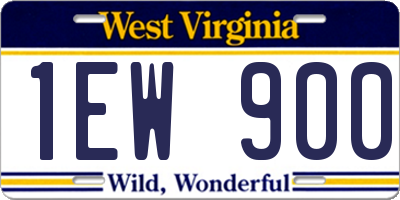 WV license plate 1EW900