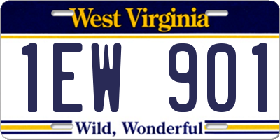 WV license plate 1EW901
