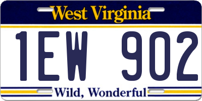 WV license plate 1EW902