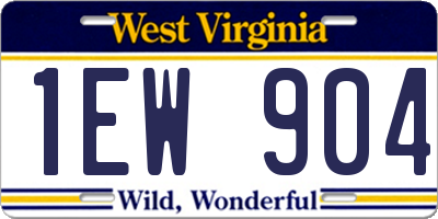 WV license plate 1EW904