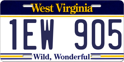 WV license plate 1EW905