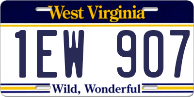WV license plate 1EW907