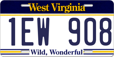 WV license plate 1EW908