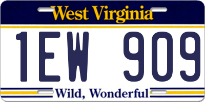 WV license plate 1EW909