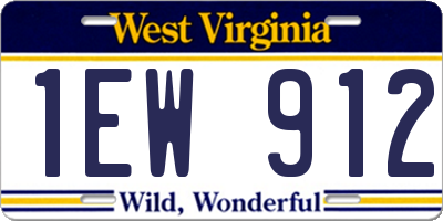 WV license plate 1EW912