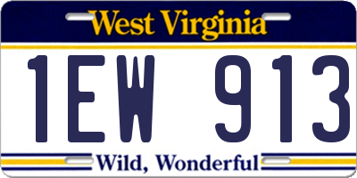 WV license plate 1EW913