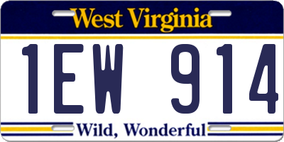 WV license plate 1EW914