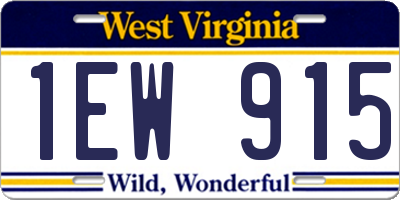 WV license plate 1EW915