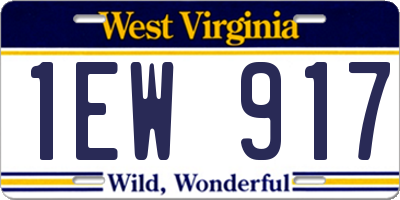 WV license plate 1EW917