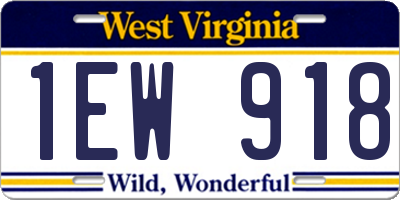 WV license plate 1EW918