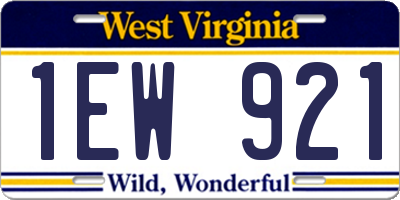 WV license plate 1EW921