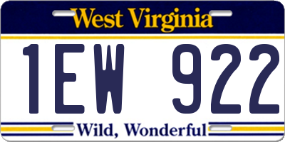 WV license plate 1EW922