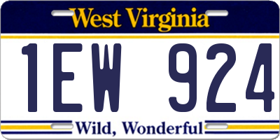 WV license plate 1EW924