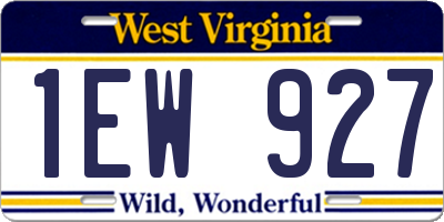 WV license plate 1EW927