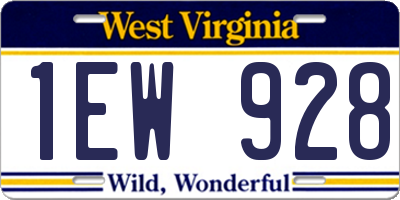 WV license plate 1EW928