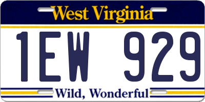 WV license plate 1EW929