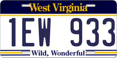 WV license plate 1EW933