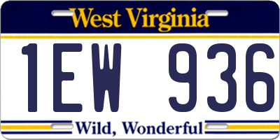 WV license plate 1EW936