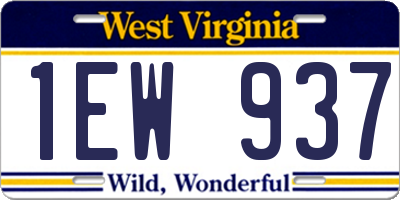 WV license plate 1EW937