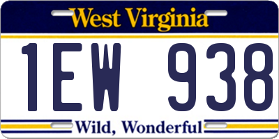 WV license plate 1EW938