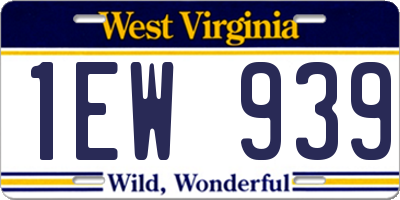 WV license plate 1EW939