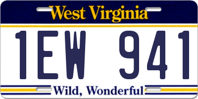 WV license plate 1EW941