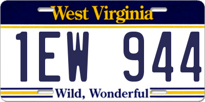 WV license plate 1EW944