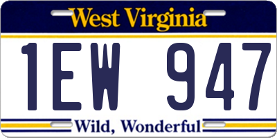 WV license plate 1EW947