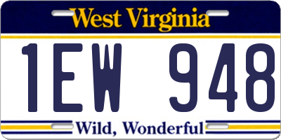 WV license plate 1EW948