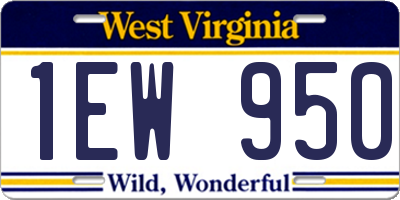WV license plate 1EW950