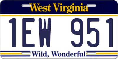 WV license plate 1EW951