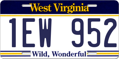 WV license plate 1EW952