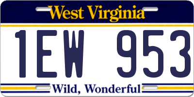 WV license plate 1EW953