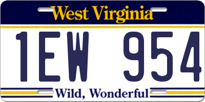 WV license plate 1EW954