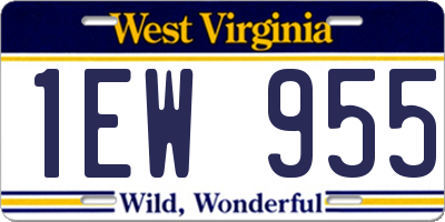 WV license plate 1EW955