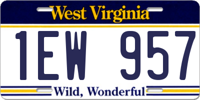 WV license plate 1EW957