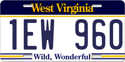 WV license plate 1EW960