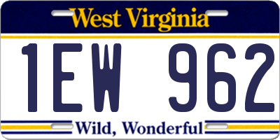 WV license plate 1EW962