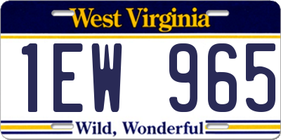 WV license plate 1EW965