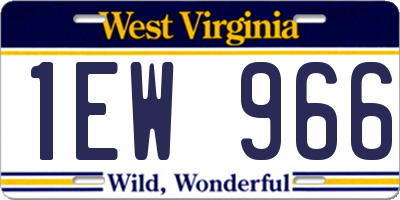 WV license plate 1EW966