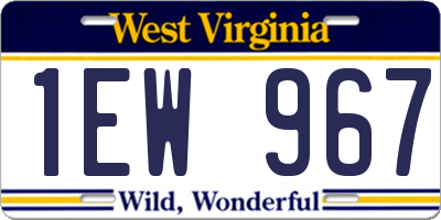 WV license plate 1EW967