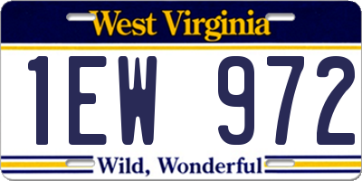 WV license plate 1EW972
