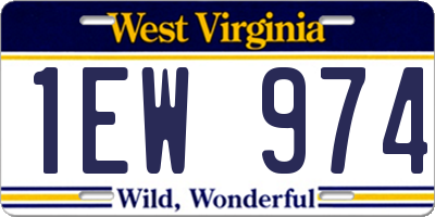 WV license plate 1EW974
