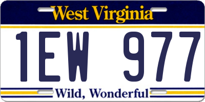 WV license plate 1EW977