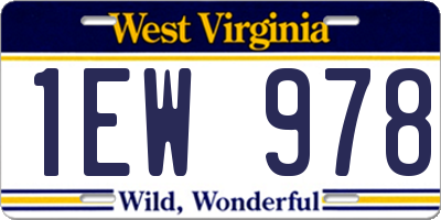 WV license plate 1EW978