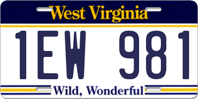 WV license plate 1EW981