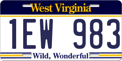 WV license plate 1EW983
