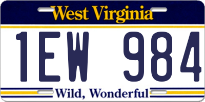 WV license plate 1EW984